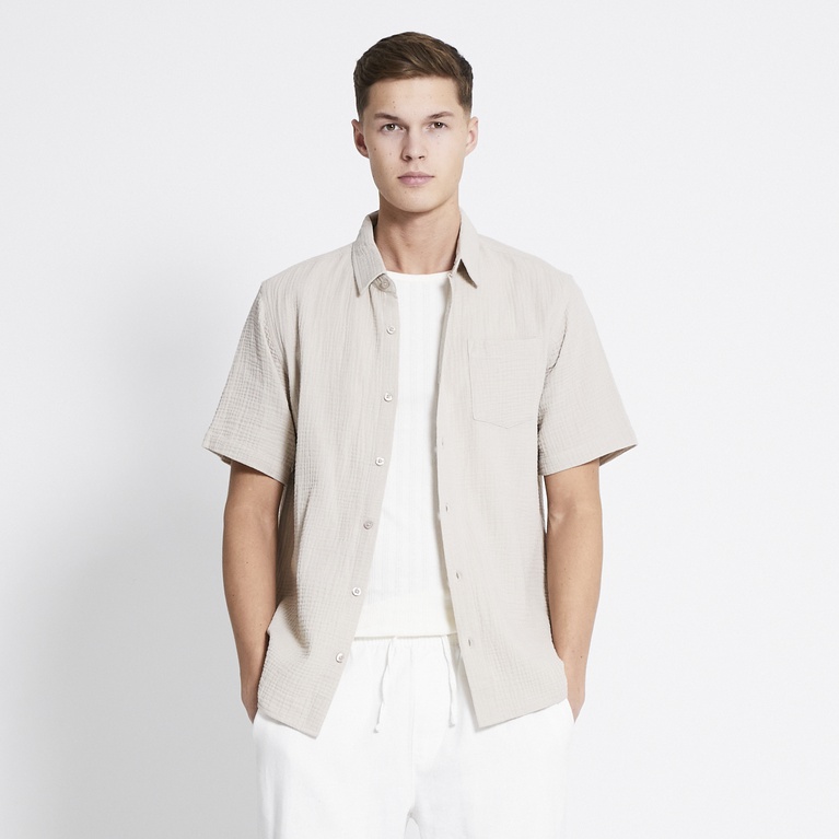 Short sleeve shirt "Isak Muslin" Stone